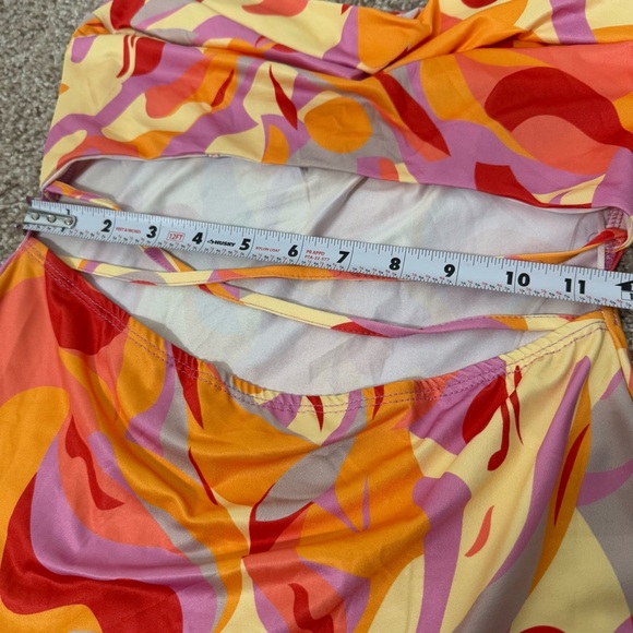 Hello Molly Fierce Nature Midi Dress Multi-color Orange Strappy Size 4 - Picture 10 of 12